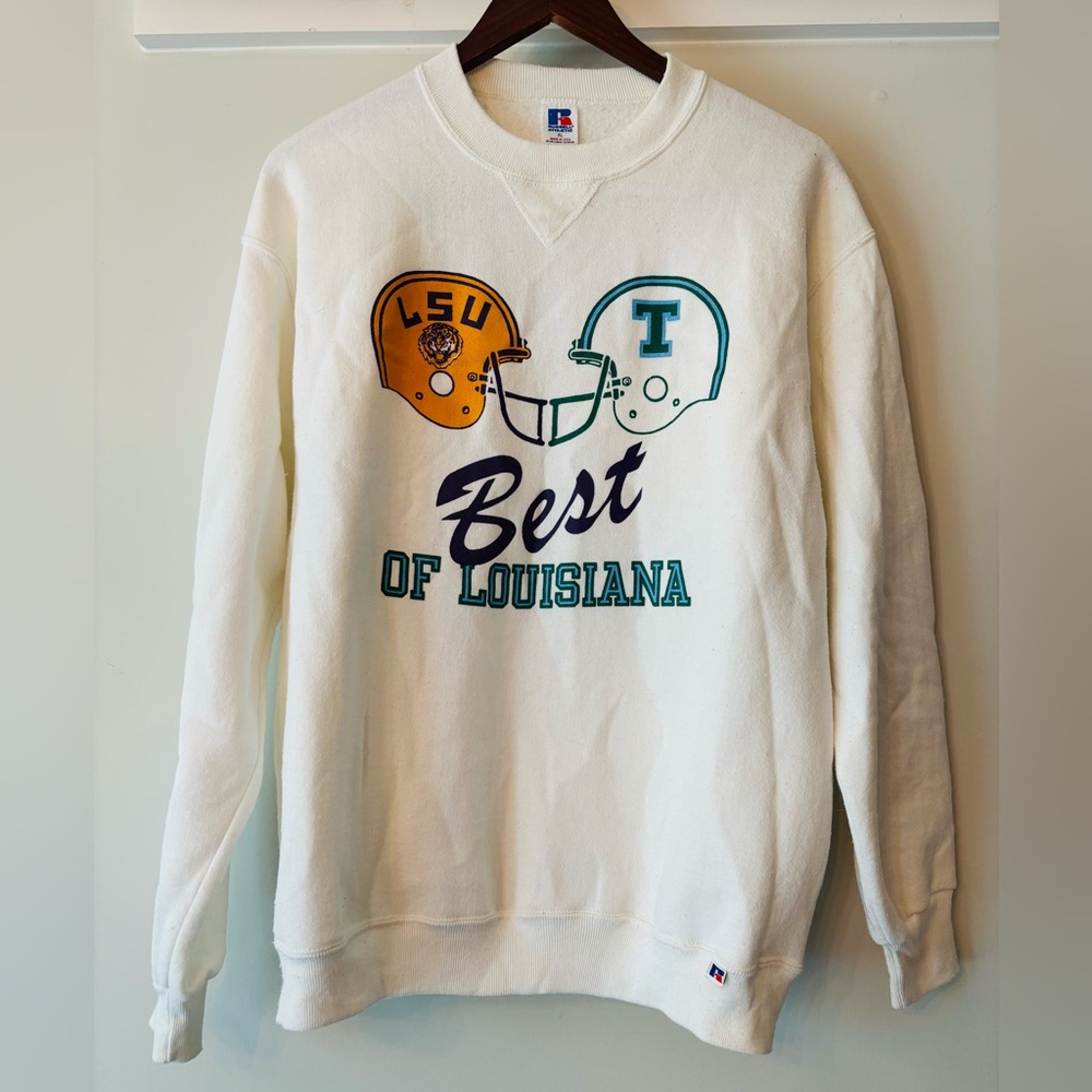 Russell Athletic White Best of Louisiana Sweater XL USA Made